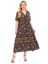 Short Sleeve V-Neck Bohemian Maxi dress Sai Feel